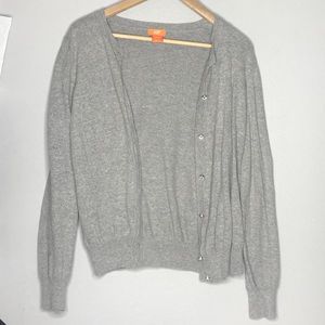 Light Grey Cardigan w/ Crystal Buttons
